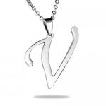 HooAMI Mens Womens Name Initial Letter Pendant Necklace, 22 inch Chain, 26 Alphabet Letters