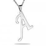 HooAMI Mens Womens Name Initial Letter Pendant Necklace, 22 inch Chain, 26 Alphabet Letters