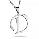HooAMI Mens Womens Name Initial Letter Pendant Necklace, 22 inch Chain, 26 Alphabet Letters