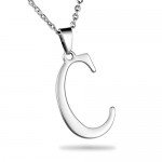 HooAMI Mens Womens Name Initial Letter Pendant Necklace, 22 inch Chain, 26 Alphabet Letters
