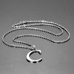 HooAMI Mens Womens Name Initial Letter Pendant Necklace, 22 inch Chain, 26 Alphabet Letters
