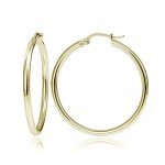 Hoops & Loops Sterling Silver 2mm High Polished Medium Round Hoop Earrings