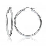 Hoops & Loops Sterling Silver 2mm High Polished Medium Round Hoop Earrings