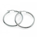 Hoops & Loops Sterling Silver 2mm High Polished Medium Round Hoop Earrings