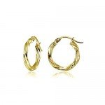 Hoops & Loops Sterling Silver 2mm Twist Small Round Hoop Earrings