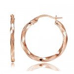 Hoops & Loops Sterling Silver 2mm Twist Small Round Hoop Earrings