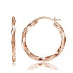 Hoops & Loops Sterling Silver 2mm Twist Small Round Hoop Earrings