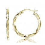 Hoops & Loops Sterling Silver 2mm Twist Small Round Hoop Earrings