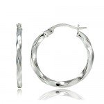 Hoops & Loops Sterling Silver 2mm Twist Small Round Hoop Earrings