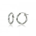 Hoops & Loops Sterling Silver 2mm Twist Small Round Hoop Earrings