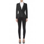 HyBrid & Company Women Double Notch Lapel Sharp Shoulder Pad Office Blazer