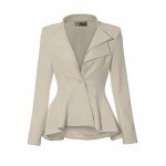 HyBrid & Company Women Double Notch Lapel Sharp Shoulder Pad Office Blazer