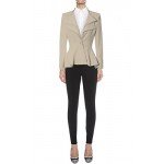 HyBrid & Company Women Double Notch Lapel Sharp Shoulder Pad Office Blazer