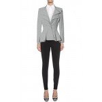 HyBrid & Company Women Double Notch Lapel Sharp Shoulder Pad Office Blazer