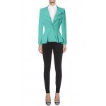 HyBrid & Company Women Double Notch Lapel Sharp Shoulder Pad Office Blazer