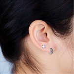 Hypoallergenic 4mm Small Round Opal Little Girls Stud Earrings Nickel Free for Women(White/Rose/Black)