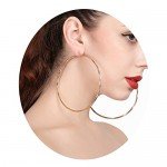 Hypoallergenic Extra Large Flattened Round Metal Hoop Earrings Hypoallergenic Extra Large Flattened Round Metal Hoop Earrings