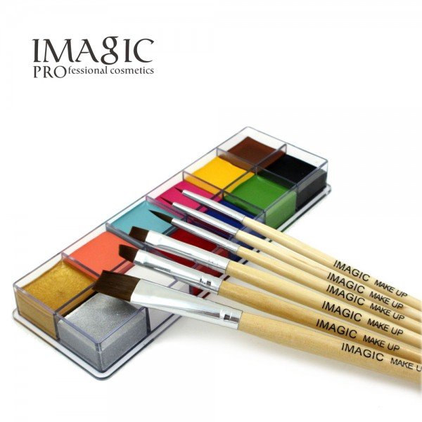 IMAGIC Halloween Face Body Paint Oil Painting Art Make Up Set Tools Party Fancy Dress 12 Flash Tattoo Color+6pcs Paint Brush