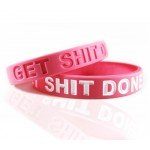 Inspirational Silicone Bracelets Rubber Band Wristbands. Custom Embossed With Motivational Saying "GET SHIT DONE". Perfect for Fitness, Basketball, CrossFit, Sports & Task