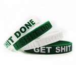 Inspirational Silicone Bracelets Rubber Band Wristbands. Custom Embossed With Motivational Saying "GET SHIT DONE". Perfect for Fitness, Basketball, CrossFit, Sports & Task