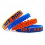 Inspirational Silicone Bracelets Rubber Band Wristbands. Custom Embossed With Motivational Saying "GET SHIT DONE". Perfect for Fitness, Basketball, CrossFit, Sports & Task