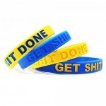 Inspirational Silicone Bracelets Rubber Band Wristbands. Custom Embossed With Motivational Saying "GET SHIT DONE". Perfect for Fitness, Basketball, CrossFit, Sports & Task
