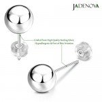 JADENOVA 925 Sterling Silver Round Ball Stud Earrings for Women Men, 3mm-8mm (6 Pairs/Set Assorted Sizes)