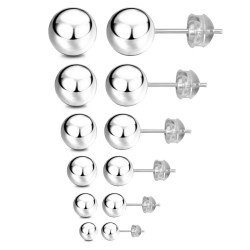 JADENOVA 925 Sterling Silver Round Ball Stud Earrings for Women Men, 3mm-8mm (6 Pairs/Set Assorted Sizes)