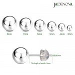 JADENOVA 925 Sterling Silver Round Ball Stud Earrings for Women Men, 3mm-8mm (6 Pairs/Set Assorted Sizes)