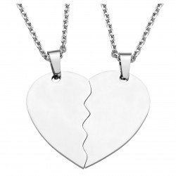 JOVIVI Free Engraving - Personalized Custom Stainless Steel Peach Heart Puzzle Couple Necklace Jewelry Set for Lover Gift