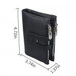 JR&JA Genuine leather RFID Blocking Bifold wallet Large Capacity Card Case Purse