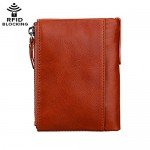 JR&JA Genuine leather RFID Blocking Bifold wallet Large Capacity Card Case Purse