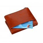 JR&JA Genuine leather RFID Blocking Bifold wallet Large Capacity Card Case Purse