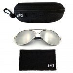 J+S Premium Military Style Classic Aviator Sunglasses, Polarized, 100% UV protection