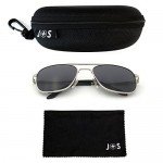 J+S Premium Military Style Classic Aviator Sunglasses, Polarized, 100% UV protection