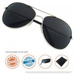 J+S Premium Military Style Classic Aviator Sunglasses, Polarized, 100% UV protection
