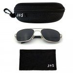 J+S Premium Military Style Classic Aviator Sunglasses, Polarized, 100% UV protection