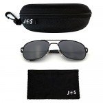 J+S Premium Military Style Classic Aviator Sunglasses, Polarized, 100% UV protection