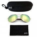 J+S Premium Military Style Classic Aviator Sunglasses, Polarized, 100% UV protection