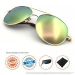 J+S Premium Military Style Classic Aviator Sunglasses, Polarized, 100% UV protection