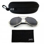 J+S Premium Military Style Classic Aviator Sunglasses, Polarized, 100% UV protection