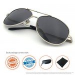 J+S Premium Military Style Classic Aviator Sunglasses, Polarized, 100% UV protection