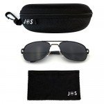 J+S Premium Military Style Classic Aviator Sunglasses, Polarized, 100% UV protection