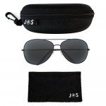 J+S Premium Military Style Classic Aviator Sunglasses, Polarized, 100% UV protection
