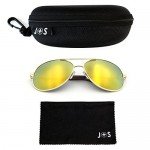J+S Premium Military Style Classic Aviator Sunglasses, Polarized, 100% UV protection