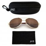 J+S Premium Military Style Classic Aviator Sunglasses, Polarized, 100% UV protection