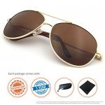 J+S Premium Military Style Classic Aviator Sunglasses, Polarized, 100% UV protection