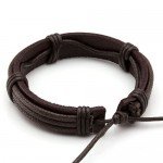 JUSNOVA 5-12 Pcs Leather Bracelet for Men Women Wooden Beaded Bracelets Cuff Adjustable