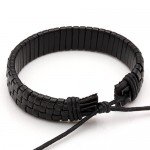 JUSNOVA 5-12 Pcs Leather Bracelet for Men Women Wooden Beaded Bracelets Cuff Adjustable