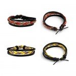 JUSNOVA 5-12 Pcs Leather Bracelet for Men Women Wooden Beaded Bracelets Cuff Adjustable